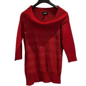 ✨ By & By Red Cowl Neck Metallic Sweater | Size‎ XL | Holiday Glam
